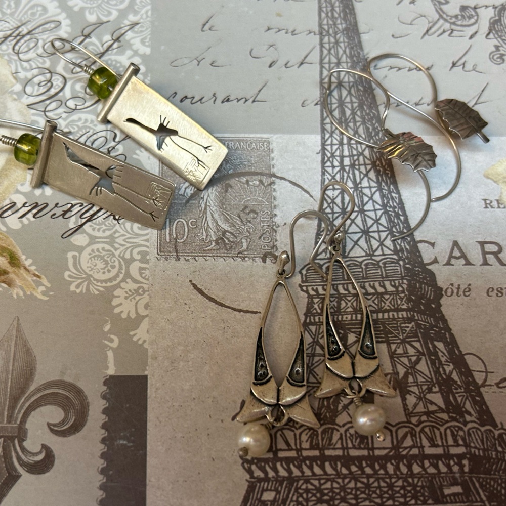 3 PAIR STERLING SILVER ARTISAN EARRINGS